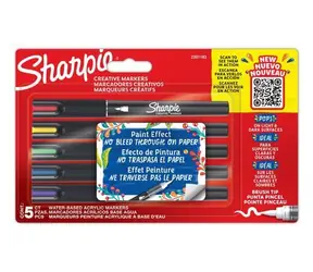Sharpie Kreatívny Marker mix farieb / Popisovač / štetcový hrot / akrylová náplň / 5 ks