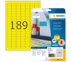 Herma Viacúčelové etikety žlté 25,4x10 mm / snímateľné, papier matný / 20 listov / 3780 ks