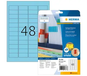 Herma Viacúčelové etikety modré 45,7x21,2 mm / snímateľné, papier matný / 20 listov / 960 ks