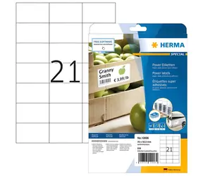 Herma Etikety extrémne priľnavé 70x42,3 mm / Etikety / A4 / biele / 525 ks / 25 listov