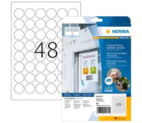 Herma Fóliové etikety biele O35 mm, snímateľné / Etikety / Fólie / 960 ks / A4