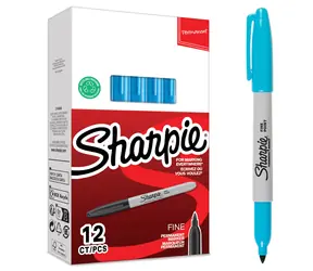 Sharpie Fine svetlo modrá / Popisovač permanentný / okrúhly hrot F / 12 ks
