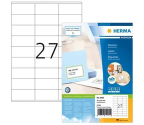 Herma Etikety Premium A4 biele 70x32 mm / Etikety / Papier / 100 listov / 2700 ks