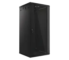 Lanberg WF01 čierna / Nástenný rozvádzač / 19" / 27U / 600x600 mm / sklenené dvere / nosnosť 60 kg