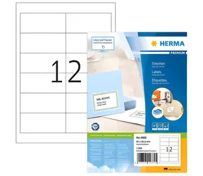 Herma Etikety Premium A4 biele 97x42,3 mm / Etikety / Papier / 100 listov / 1200 ks