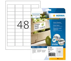 Herma Etikety extrémne priľnavé 45,7x21,2 mm / Etikety / A4 / biele / 1200 ks / 25 listov