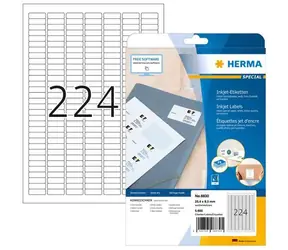 Herma Etikety pre atramentové tlačiarne 25,4x8,5 mm / Etikety / A4 / biele / 5600 ks