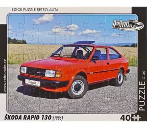RETRO-AUTA Puzzle č.30 ŠKODA Rapid 130 (1986) / 40 dielikov / 32 x 24 cm