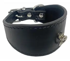 Huhubamboo Exclusive obojok čierna XS / Obojok pre psov / Pre chrty / 40 mm x 21-26 cm / hovädzia koža