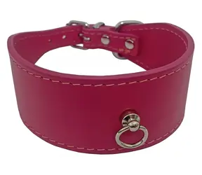 Obojok pre psa HUHUBAMBOO EXCLUSIVE ružový M / Pre chrty / 40 mm x 29-34 cm / Hovädzia koža