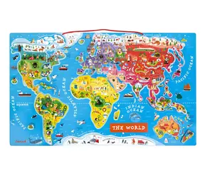 JANOD Magnetická mapa sveta v angličtine / Nástenná mapa / 92 dielikov / od 5 rokov