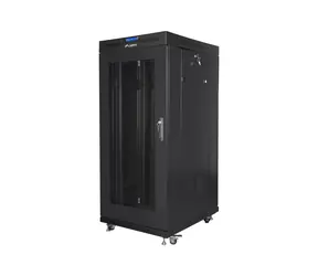 Lanberg Rack 27U čierna / Stojanový rozvádzač / 19" / 600x800 mm / Flat pack / Perforované dvere / LCD
