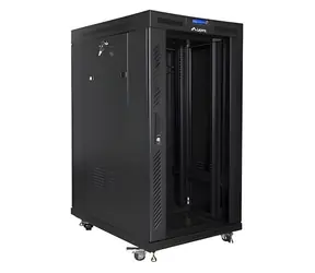 Lanberg 22U 19" čierny / Stojanový rozvádzač / 800x1000 mm / Flat pack / Sklenené dvere / LCD