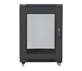 Lanberg FF01 15U 19" čierny / Stojanový rozvádzač / 600×800 mm / Flat pack / Perforované dvere / Voľne stojace