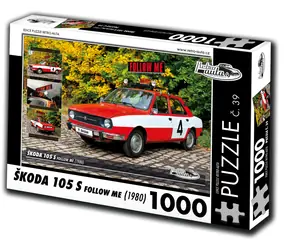 RETRO-AUTA Puzzle č. 39 Škoda 105 S Follow Me (1980) / 1000 dielikov / 66 × 47 cm