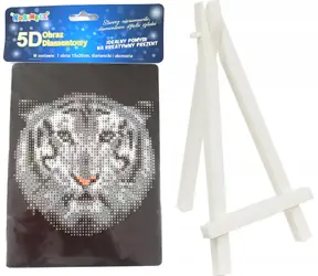 Norimpex Diamantové maľovanie Biely tiger / 15x20 cm / so stojanom