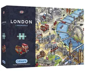 GIBSONS Puzzle Londýnske pamiatky / 1000 dielikov / 68 x 49 cm