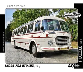RETRO-AUTA Puzzle BUS č.08 Škoda 706 RTO LUX (1961) / 40 dielikov / 32 x 24 cm