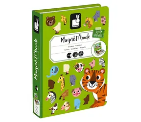 JANOD Magnetibook Zvieratká / Magnetická knižka / 30 magnetických dielikov / 10 kartičiek / od 3 rokov
