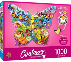 MASTERPIECES Obrysové puzzle Motýlie prekvapenie / 1000 dielikov / 87 × 60 cm