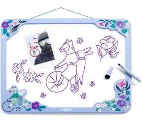 DJECO Magnetická tabuľa ZEBRA / Magnetická tabuľa / Drevený rám / Kovová popisovacia doska / 46x38 cm