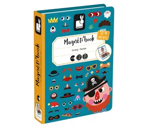 JANOD Magnetická knižka Magnetibook Zábavné tváre - Chlapci / 70 magnetických dielikov / od 3 rokov