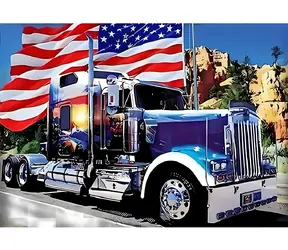 Norimpex Diamantové maľovanie Americké auto s vlajkou / 30x40 cm