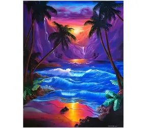 Norimpex Diamantové maľovanie Západ slnka pod palmami / 30x40 cm