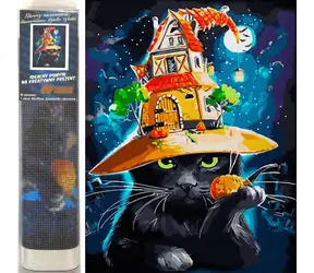 Norimpex Diamantové maľovanie Halloweenska mačka / 30x40 cm
