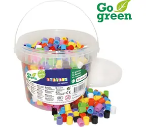 PLAYBOX Zažehľovacie korálky Go Green XL vo vedre / 900 ks / O 10 mm / bioplast