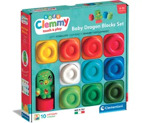 Clementoni Soft Clemmy / Sada mäkkých kociek / 10 kusov / figúrka draka