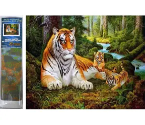 Norimpex Diamantové maľovanie Tigrice s mláďatami / 30x40 cm