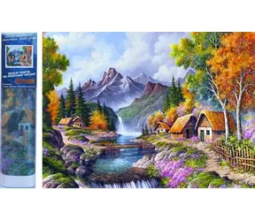 Norimpex Diamantové maľovanie Chaty pri horskej rieke / 30x40 cm