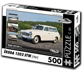 RETRO-AUTA Puzzle č. 80 Škoda 1202 STW sanitné vozidlo (1961) / 500 dielikov / 48 × 36 cm