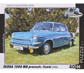 RETRO-AUTA Puzzle č.07 Škoda 1000 MB (1966) pravostranné riadenie / 40 dielikov / 32 × 24 cm