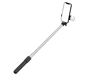 Hurtel WR1YXS Selfie tyč čierna / Selfie tyč so statívom / Teleskopická 0,71 m / Kruhové svetlo