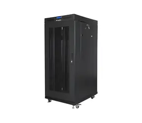 Lanberg Rack 27U/600x600 čierna / Stojanový rozvádzač / 19 "/ Flat pack / Perforované dvere / LCD