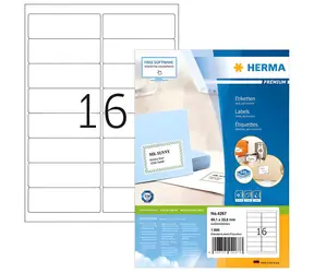 Herma Adresné etikety A4 biele 99,1x33,8 mm / Etikety / papier / 1600 ks / 100 listov