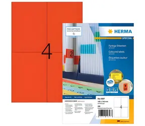 Herma Etikety A4 červená / Etikety / 105x148 mm / papier matný / 400 ks