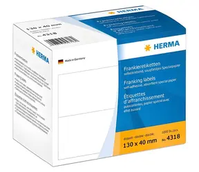 Herma frankovacie etikety dvojité 130x40 mm biela / Etikety / A4 / samolepiace / 1000 ks