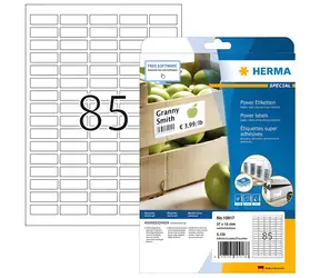 Herma Etikety 37x13 mm biele extra silne lepiace / Etikety / Papier / 2125 ks / A4