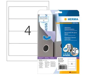 Herma Etikety na chrbát zakladača 192x61 mm biela / Etikety / Odnímateľné / A4 / 100 ks