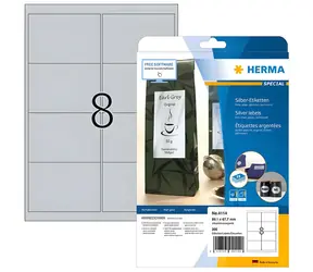 Herma etikety A4 strieborné 99,1x67,7 mm / Etikety / lesklá polyesterová fólia / vodeodolné / laser / 200 ks