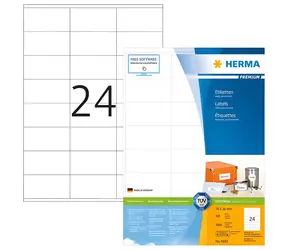 Herma Etikety Premium A4 biela 70x36 mm / Etikety / papier / 4800 ks / 200 listov