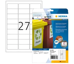 Herma Inkjet etikety A4 biela / Etiketa / vodeodolné / matné / 63,5x29,6 mm / 270 ks
