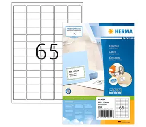 Herma Adresné etikety A4 biele 38,1x21,2 mm / Etikety / papier / 6500 ks / 100 listov