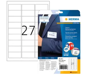 Herma Textilné menovky biele 63,5x29,6 mm / Etikety / Textil / 540 ks / A4