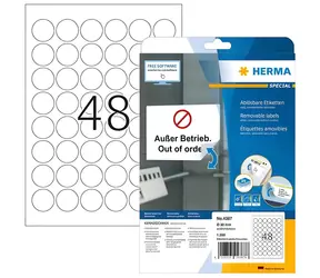 Herma Etikety okrúhle biele 30 mm / Etikety / papier, snímateľné / 25 listov / 1200 ks