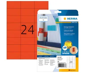 Herma Etikety A4 červená 70x37 mm / Etikety / papier matný / snímateľné / 480 ks