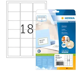 Herma Adresné etikety Premium 63,5x46,6 mm biele / Etikety / A4 / papier / 450 ks / 25 listov
